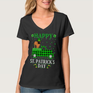Buffalo Plaid Green Truck Bullmastiff Dog St Patri T-Shirt