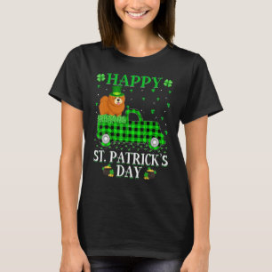 Buffalo Plaid Green Truck Chow Chow Dog St  Patric T-Shirt