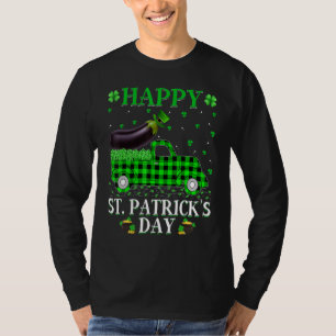 Buffalo Plaid Green Truck Eggplant Fruit St  Patri T-Shirt
