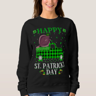 Buffalo Plaid Green Truck Flounder Fish St Patrick Sweatshirt
