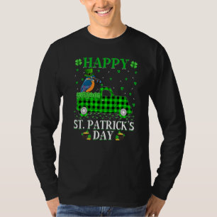 Buffalo Plaid Green Truck Kingfisher Bird St Patri T-Shirt