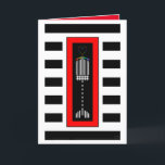 Buffalo Plaid Hanukkah Menorah Card<br><div class="desc">A striped and buffalo plaid hanukkiah is topped by colourful heart flames within a bold red frame and superimposed over bold black and white stripes.  Interior card features "Hanukkah Blessings!" and is bordered and coordinated for your writing pleasure.  ~ karyn</div>