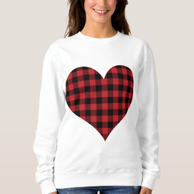 Buffalo Plaid Heart Valentine's Day Love Hoodie (Front)