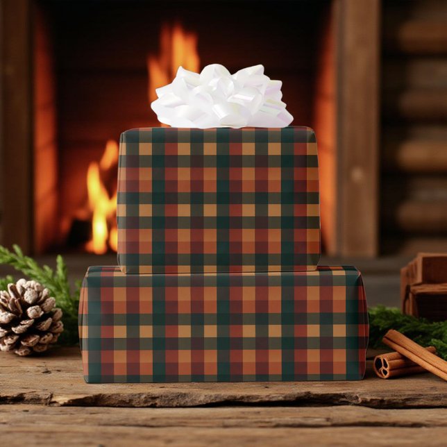 Buffalo Plaid Holiday Rustic Gingham  Wrapping Paper (Creator Uploaded)