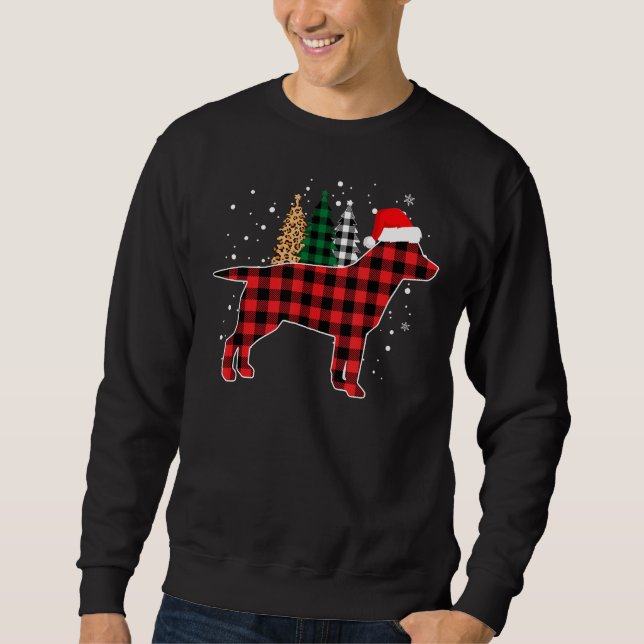 Buffalo Plaid Labrador Retriever Dog Tree Christma Sweatshirt (Front)