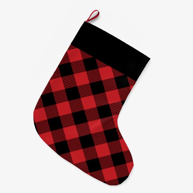 Buffalo Plaid Large Christmas Stocking (Front (Hanging))