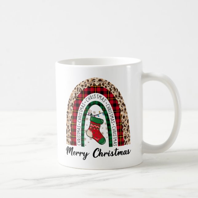 Buffalo Plaid & Leopard Print Rainbow Coffee Mug (Right)