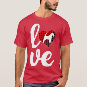 Buffalo Plaid Love Funny Fo Terrier Dog Valentines T-Shirt