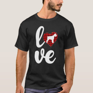 Buffalo Plaid Love Funny Giant Schnauzer Dog Valen T-Shirt