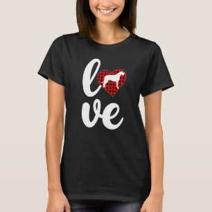 Buffalo Plaid Love Funny Irish Wolfhound Dog Valen T-Shirt