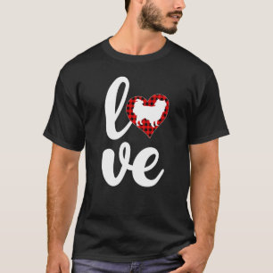 Buffalo Plaid Love Funny Japanese Chin Dog Valenti T-Shirt