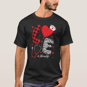 Buffalo Plaid Love Nurse Life Nurse Happy Valenti T-Shirt