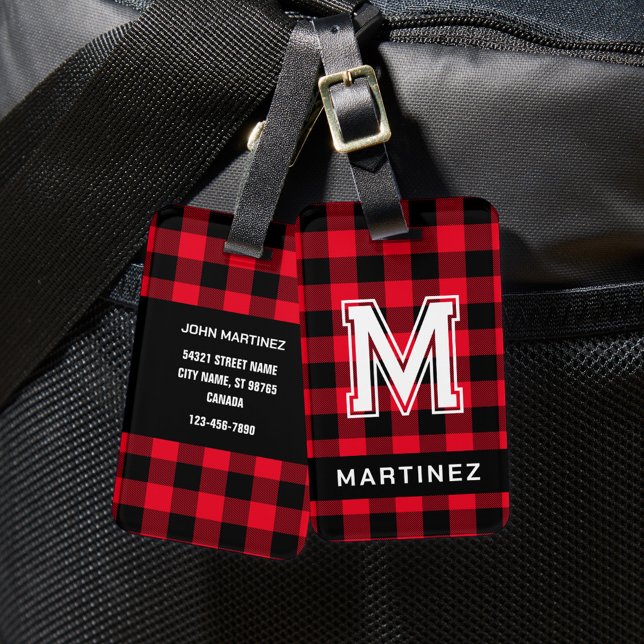 Buffalo Plaid Luggage Tag with Monogram (Creator Uploaded)