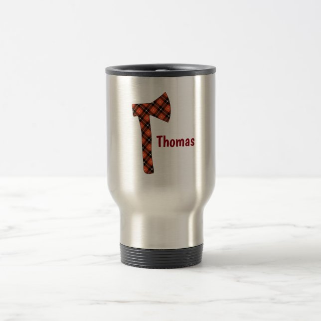 Buffalo Plaid Lumberjack Axe Travel Mug (Center)