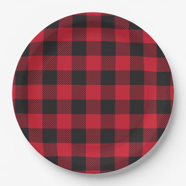 Buffalo Plaid Lumberjack Baby Shower Plate (Front)