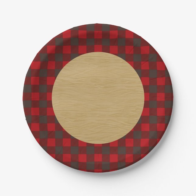 Buffalo Plaid Lumberjack Flannel Paper Plates (Front)