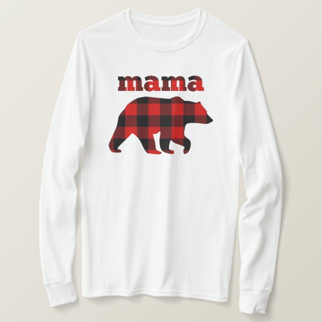 Buffalo plaid Mama Bear long-sleeve T-Shirt (Design Front)