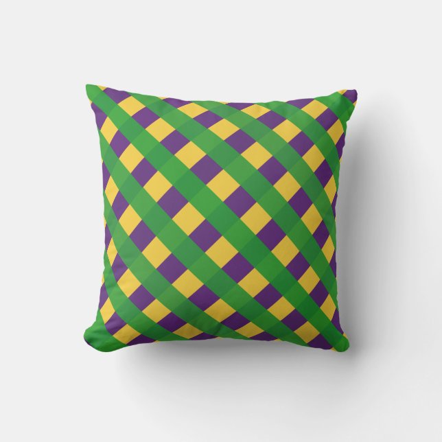 Buffalo Plaid Mardi Gras Style Cushion (Front)
