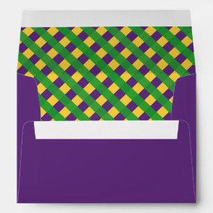 Buffalo Plaid Mardi Gras Style Purple Envelope