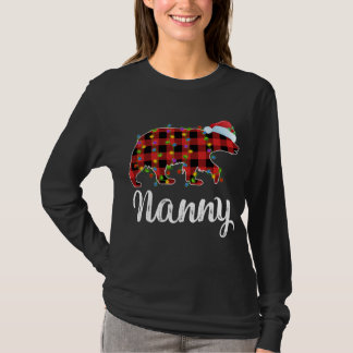 Buffalo Plaid Matching Family Christmas Nanny Bear T-Shirt