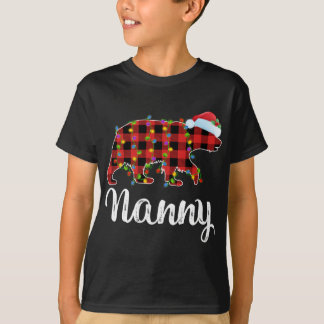 Buffalo Plaid Matching Family Christmas Nanny Bear T-Shirt