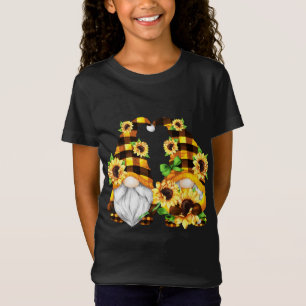 Buffalo Plaid Matching Gnomies With Cute Sunflower T-Shirt