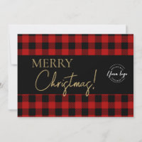 Buffalo Plaid Merry Christmas Corporate Logo 