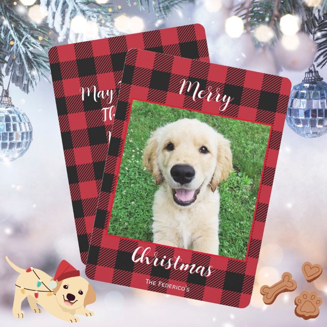 Buffalo Plaid Merry Christmas One Photo Holiday Card (Zazzle Buffalo Plaid Merry Christmas One Photo Holiday Card)