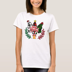 Buffalo Plaid Merry Christmas Pine with Bell T-Shirt