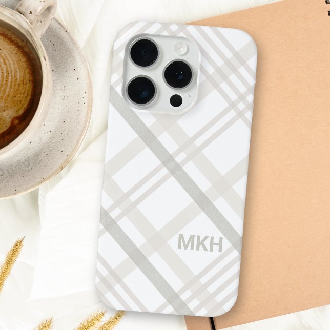 Buffalo Plaid Modern Minimalist Monogram Initial Case-Mate iPhone Case (Creator Uploaded)