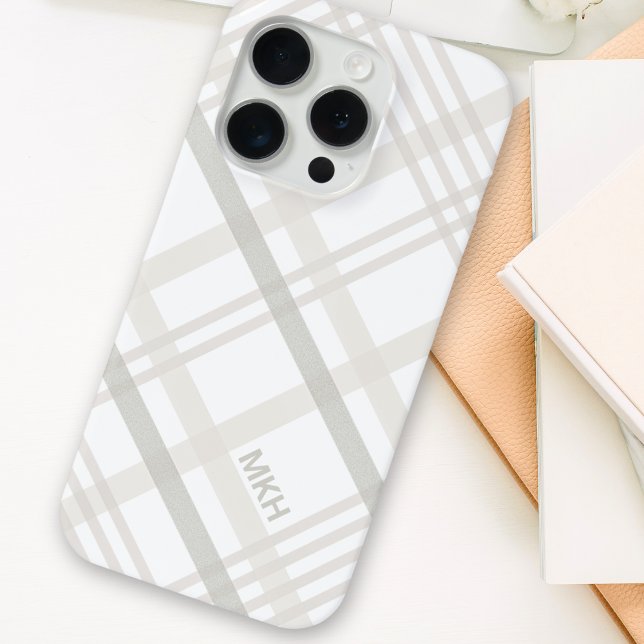 Buffalo Plaid Modern Minimalist Monogram Initial Case-Mate iPhone Case (Creator Uploaded)