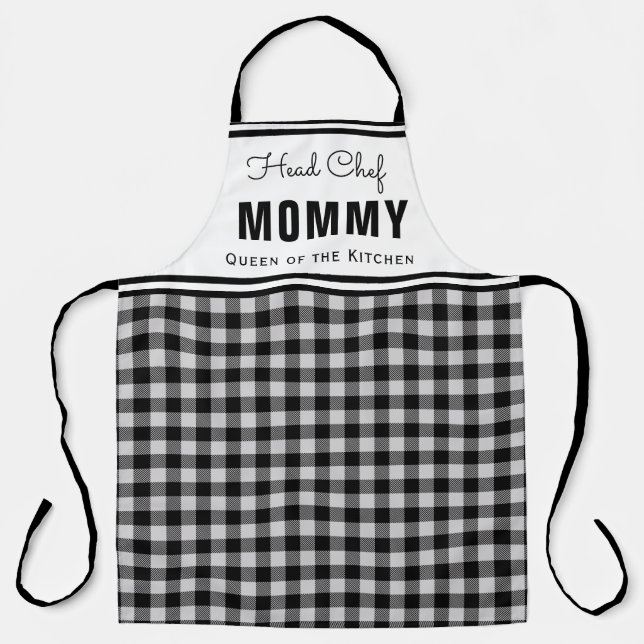 Buffalo Plaid Modern Mummy Chef Personalised Apron (Front)