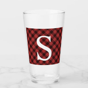 Buffalo Plaid Monogram Glass Tumber