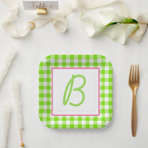 Buffalo Plaid Monogrammed Paper Plate