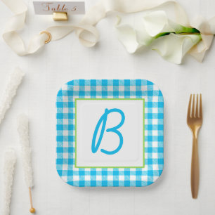 Buffalo Plaid Monogrammed Paper Plate