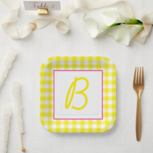 Buffalo Plaid Monogrammed Paper Plate