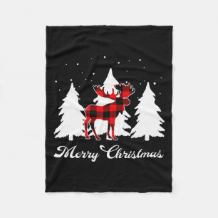 Buffalo Plaid Moose Family Christmas Pajama Outfit Fleece Blanket