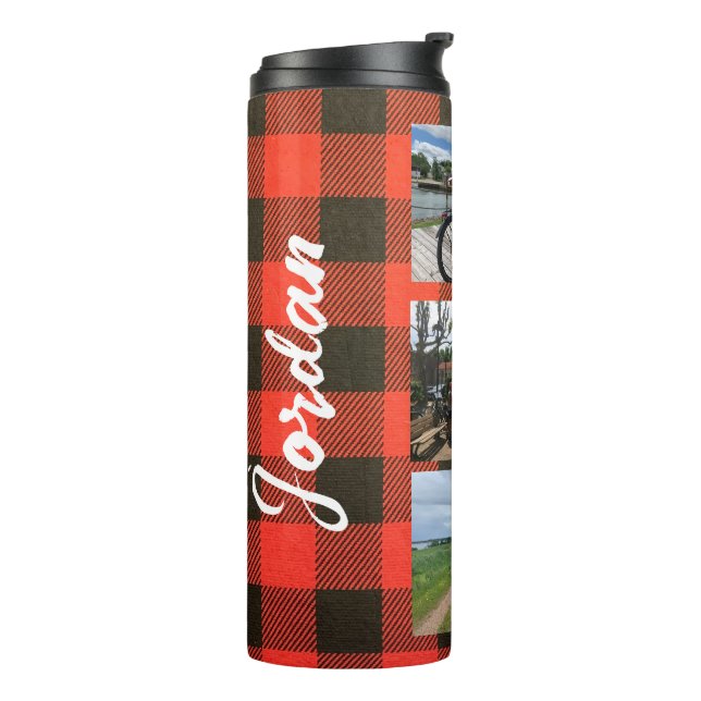 Buffalo Plaid Name and Photo Thermal Tumbler  (Rotated Left)