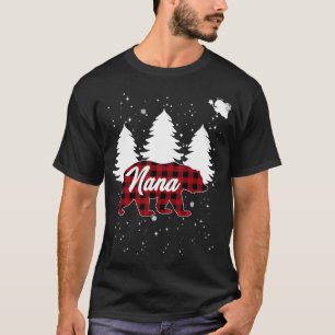 Buffalo Plaid Nana Bear Christmas Tree Pajama Fami T-Shirt