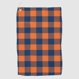 Buffalo Plaid - Navy Blue & Orange Golf Towel