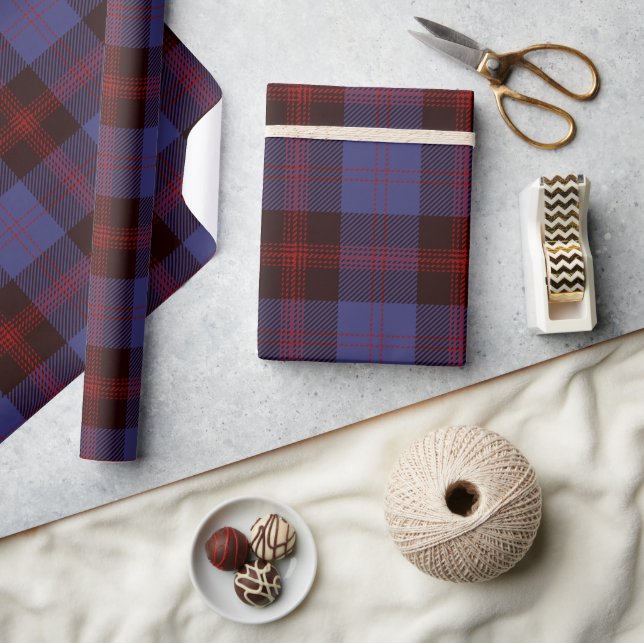 Buffalo plaid navy blue red  wrapping paper (Crafts)