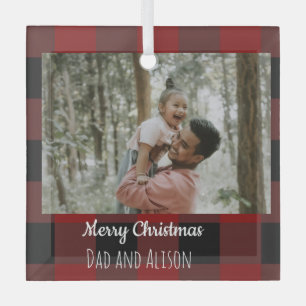 Buffalo plaid one glass tree decoration