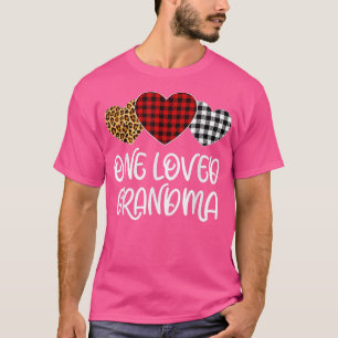 Buffalo Plaid One Loved Grandma Heart Valentines D T-Shirt