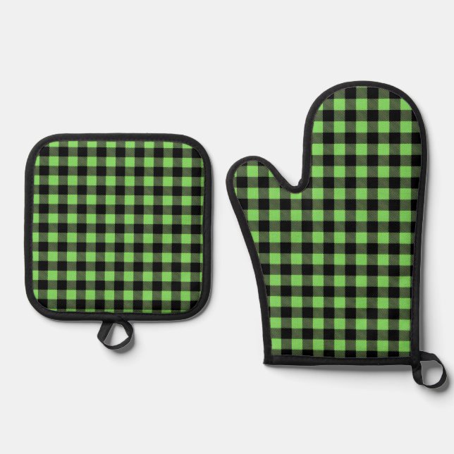 Buffalo Plaid Oven Mitt & Pot Holder Set (Front)
