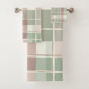Buffalo Plaid Pastel Cosy Cottagecore Bathrooms Bath Towel Set