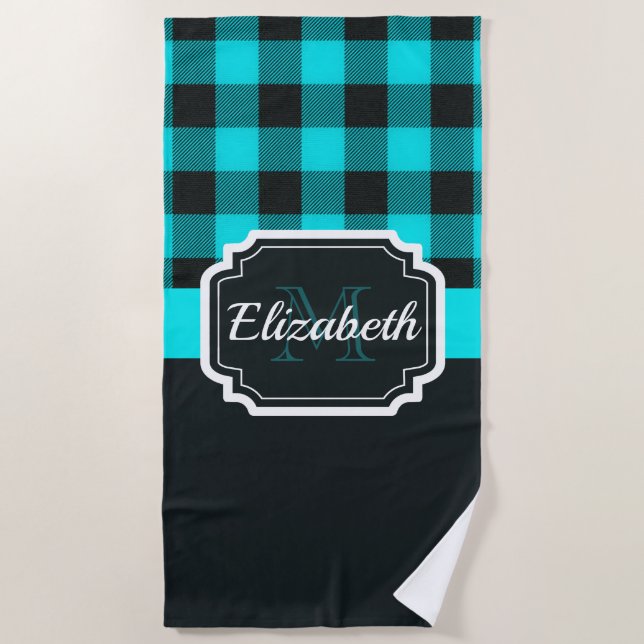 Buffalo Plaid Pattern Beach Towel (Front)