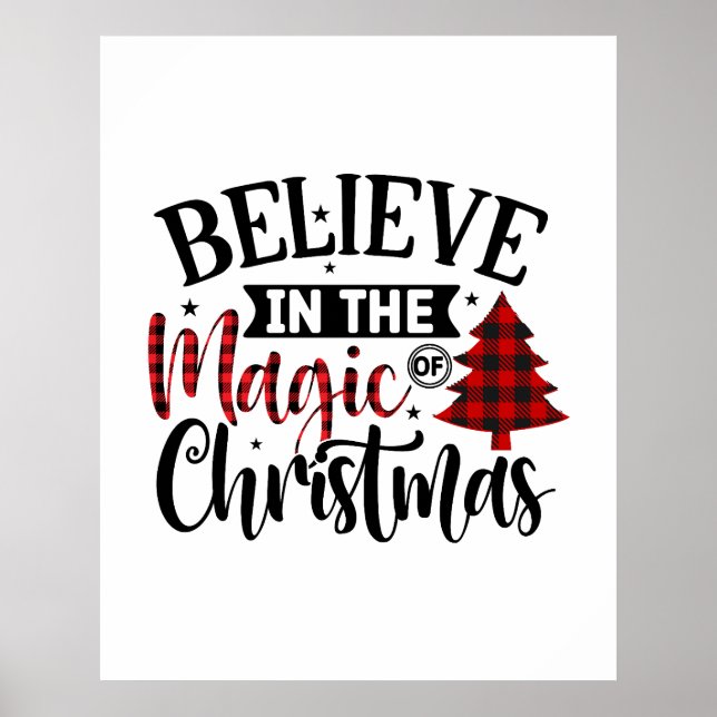 Buffalo Plaid Pattern Christmas Tree Quote Saying Poster (Front)