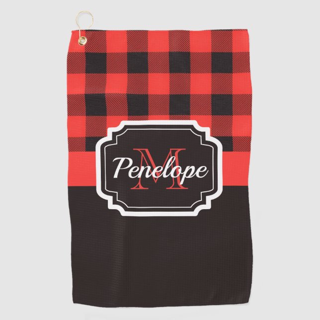 Buffalo Plaid Pattern Golf Towel (Front)