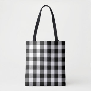 Buffalo Plaid Pattern Modern Black and White Tote Bag