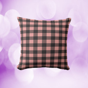 Buffalo Plaid Pattern Pink and Black Cushion